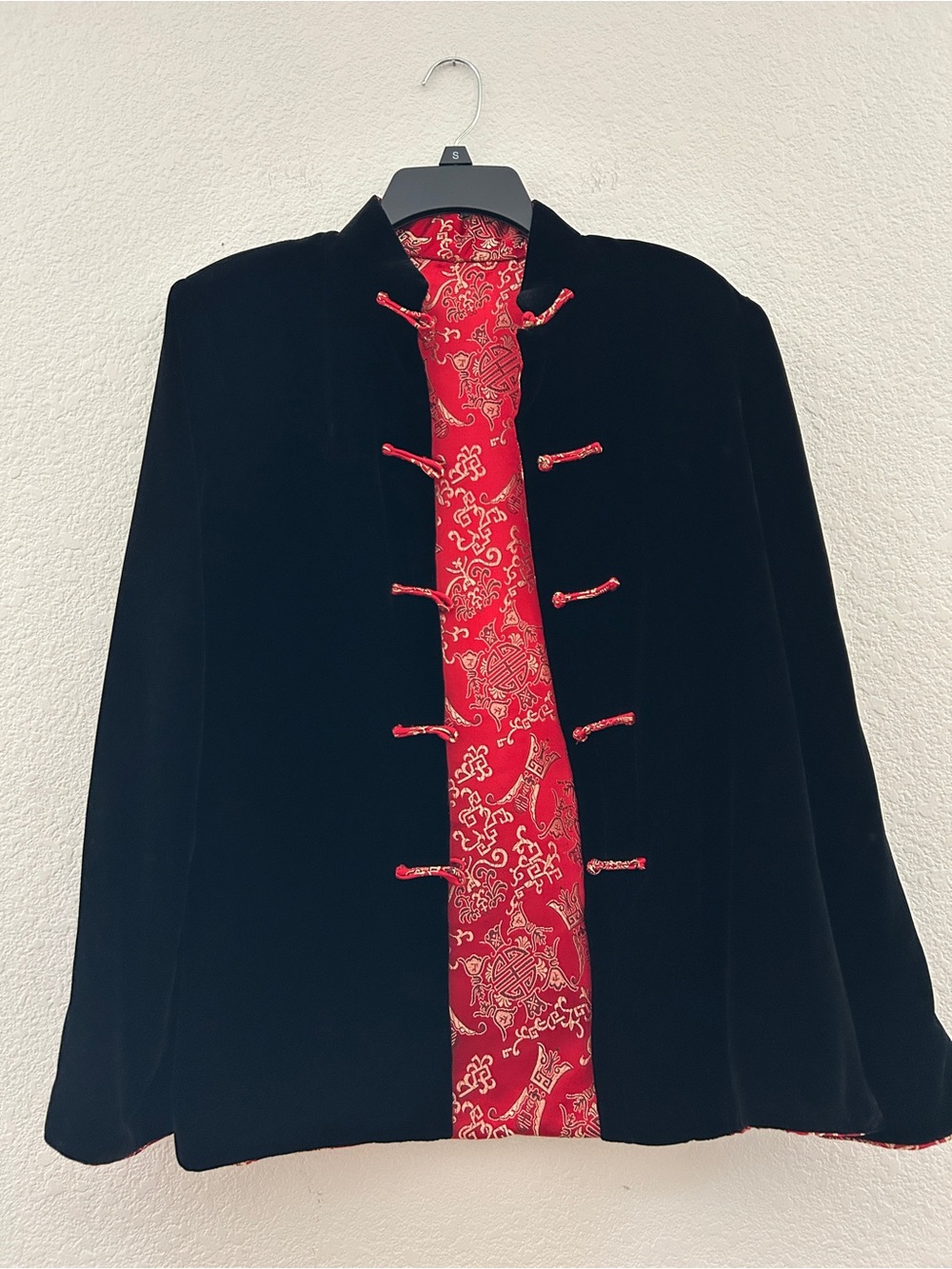 Reversible Black Velvet & Red Qipao